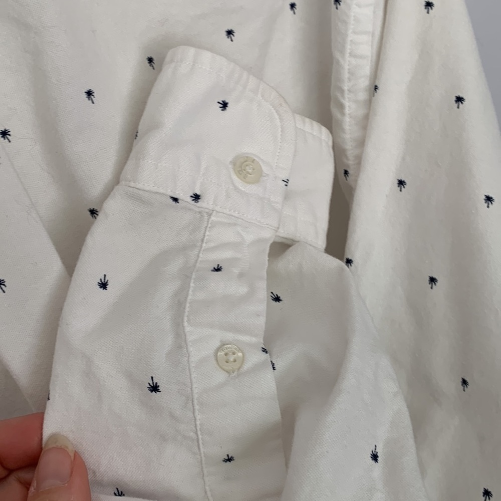 Brooks Brothers Men's L White Navy Palm Tree Print Regent Button-Down - Picture 8 of 9